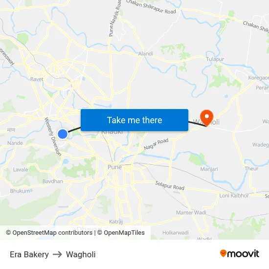 Era Bakery to Wagholi map