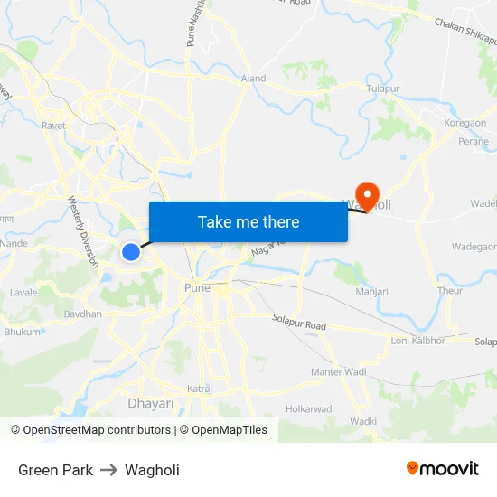 Green Park to Wagholi map