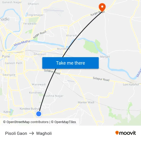 Pisoli Gaon to Wagholi map