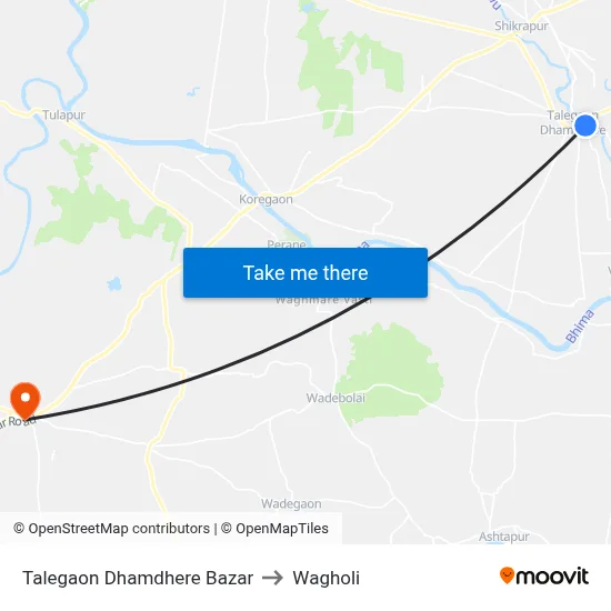 Talegaon Dhamdhere Bazar to Wagholi map