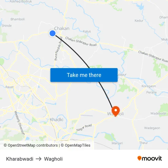 Kharabwadi to Wagholi map