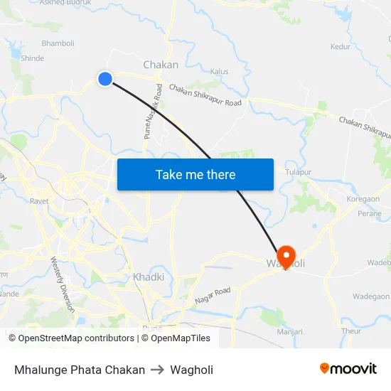 Mhalunge Phata Chakan to Wagholi map