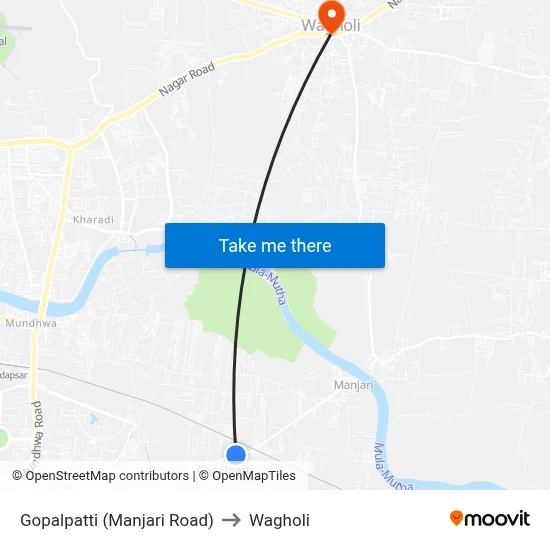 Gopalpatti (Manjari Road) to Wagholi map