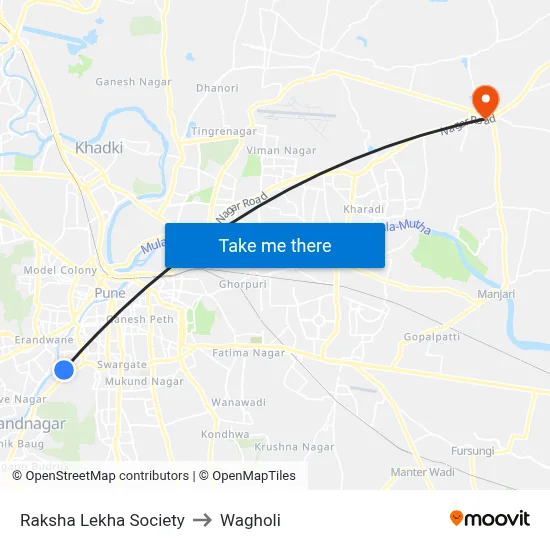 Raksha Lekha Society to Wagholi map