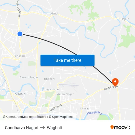 Gandharva Nagari to Wagholi map