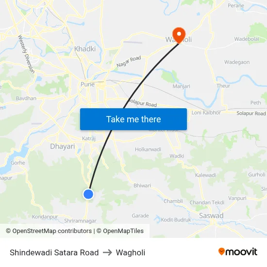 Shindewadi Satara Road to Wagholi map