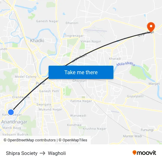 Shipra Society to Wagholi map