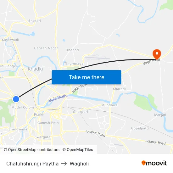 Chatuhshrungi Paytha to Wagholi map