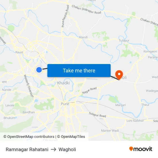 Ramnagar Rahatani to Wagholi map