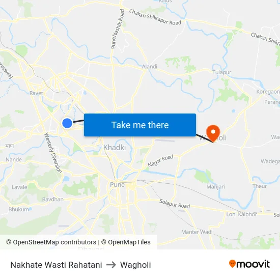 Nakhate Wasti Rahatani to Wagholi map
