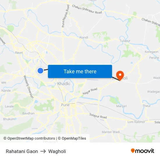 Rahatani Gaon to Wagholi map