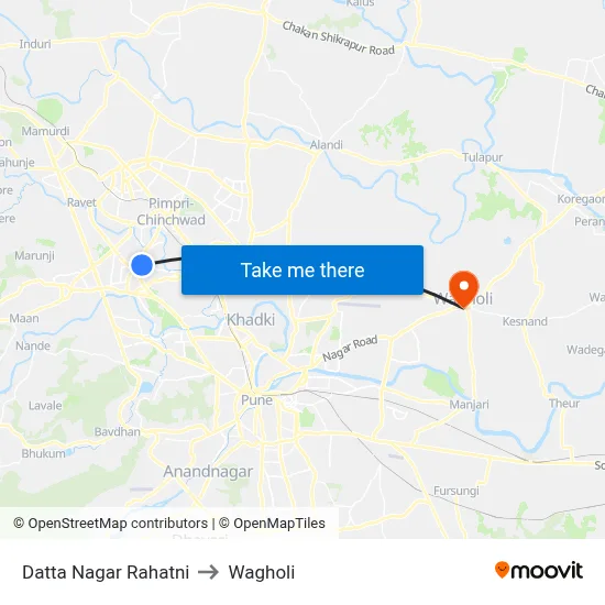 Datta Nagar Rahatni to Wagholi map