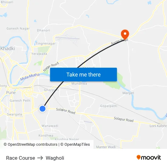 Race Course to Wagholi map