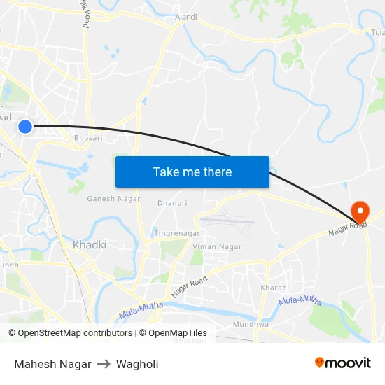 Mahesh Nagar to Wagholi map