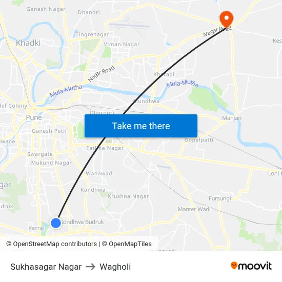 Sukhasagar Nagar to Wagholi map