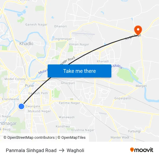 Panmala Sinhgad Road to Wagholi map