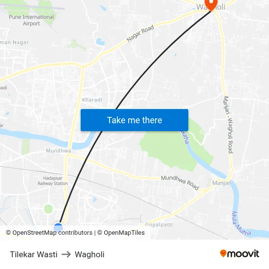 Tilekar Wasti to Wagholi map