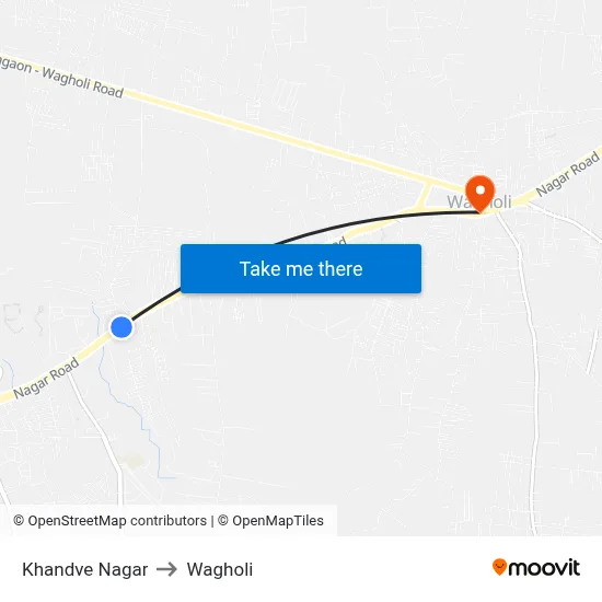 Khandve Nagar to Wagholi map