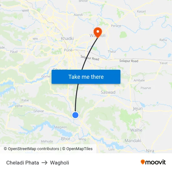 Cheladi Phata to Wagholi map