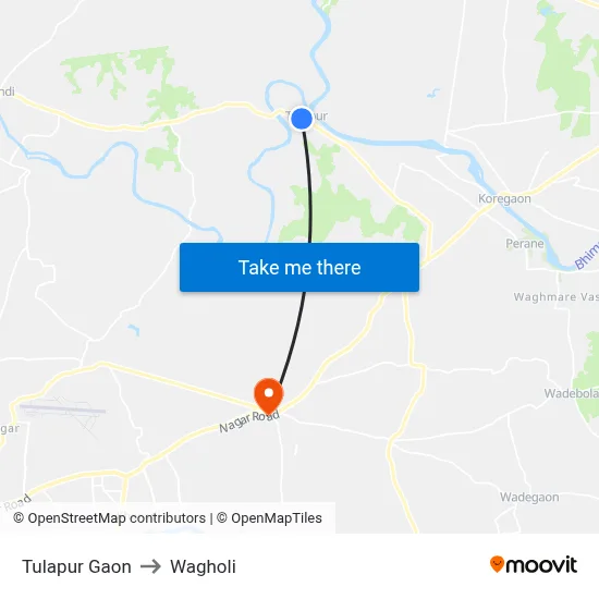 Tulapur Gaon to Wagholi map