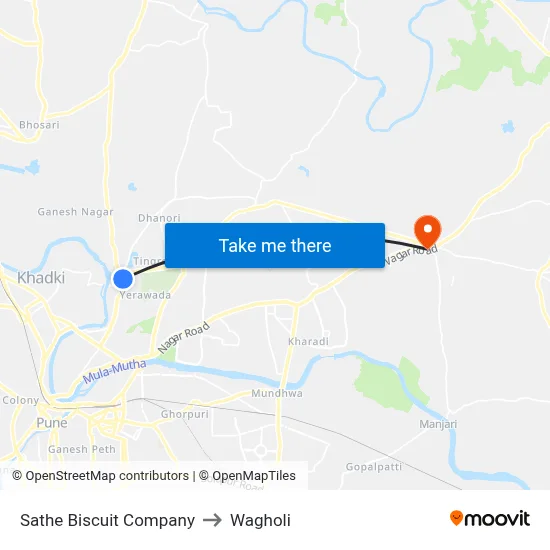 Sathe Biscuit Company to Wagholi map