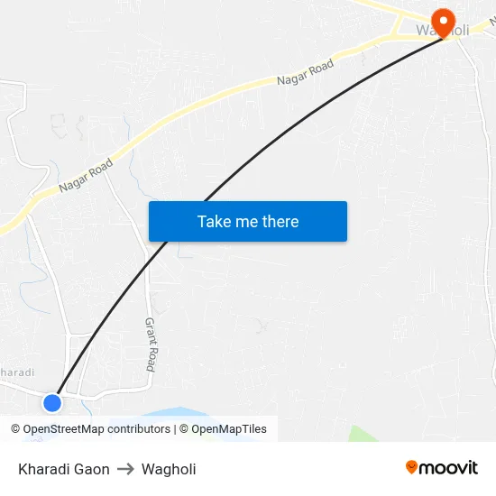 Kharadi Gaon to Wagholi map