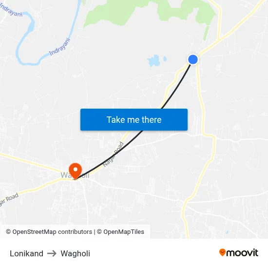 Lonikand to Wagholi map