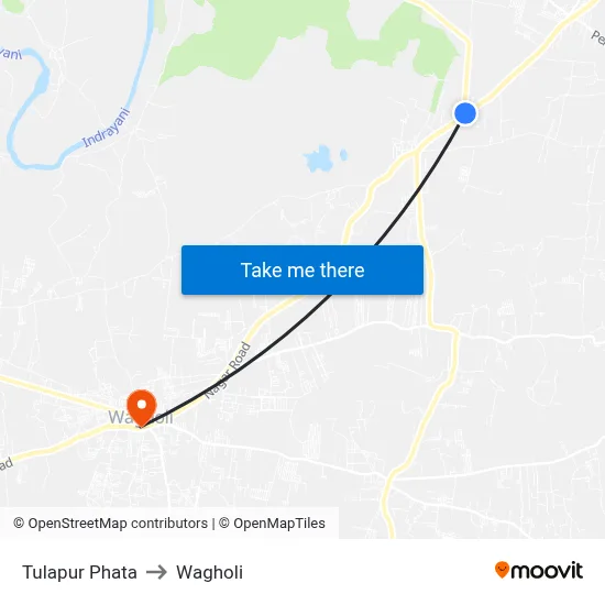 Tulapur Phata to Wagholi map