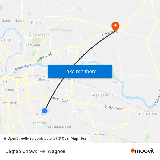Jagtap Chowk to Wagholi map