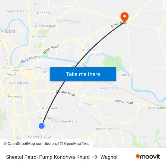 Sheetal Petrol Pump Kondhwa Khurd to Wagholi map