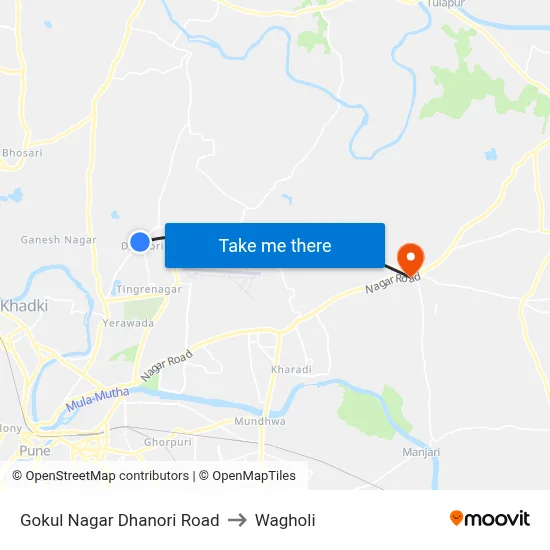 Gokul Nagar Dhanori Road to Wagholi map