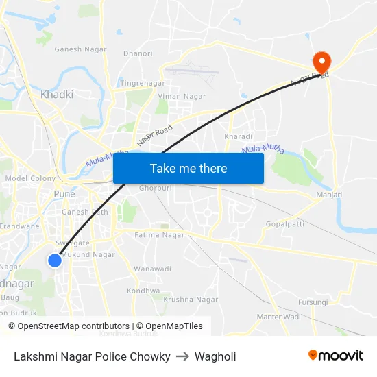 Lakshmi Nagar Police Chowky to Wagholi map