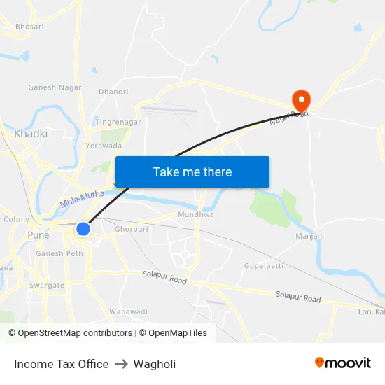 Income Tax Office to Wagholi map