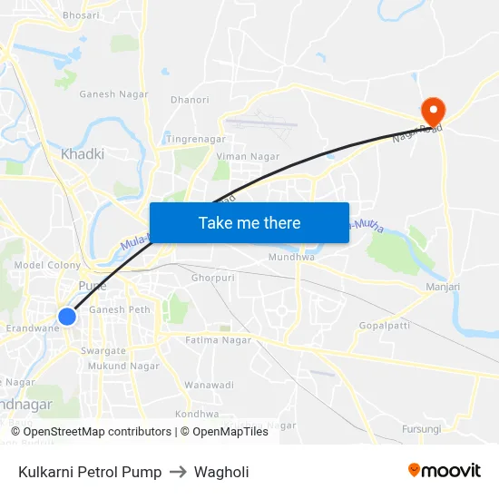 Kulkarni Petrol Pump to Wagholi map
