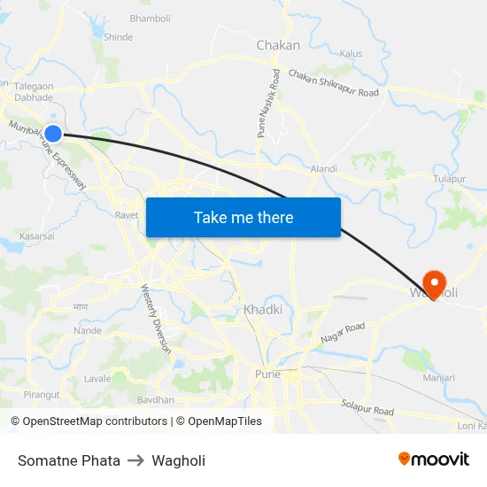 Somatne Phata to Wagholi map