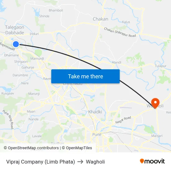 Vipraj Company (Limb Phata) to Wagholi map