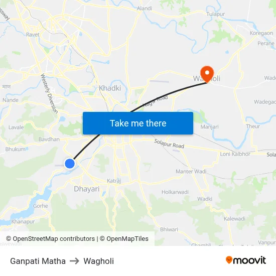 Ganpati Matha to Wagholi map