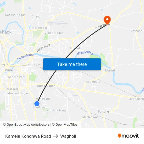 Kamela Kondhwa Road to Wagholi map