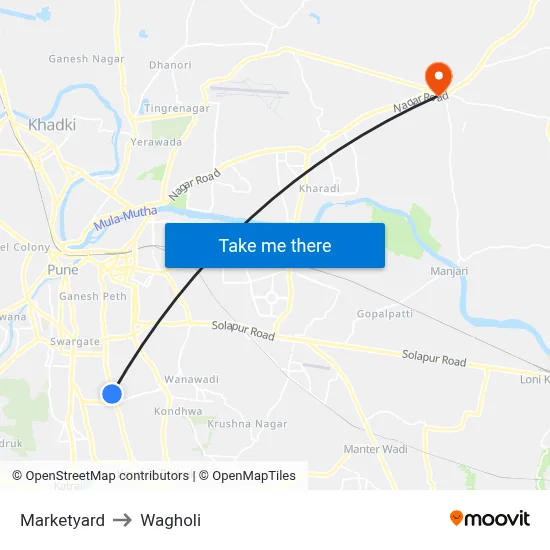 Marketyard to Wagholi map