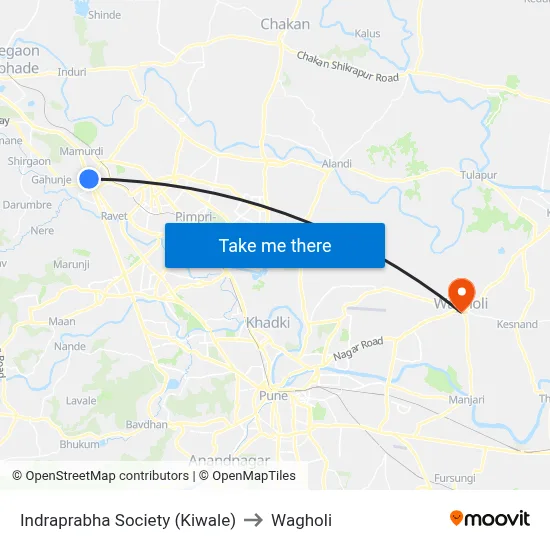 Indraprabha Society (Kiwale) to Wagholi map