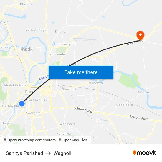 Sahitya Parishad to Wagholi map