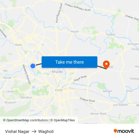 Vishal Nagar to Wagholi map