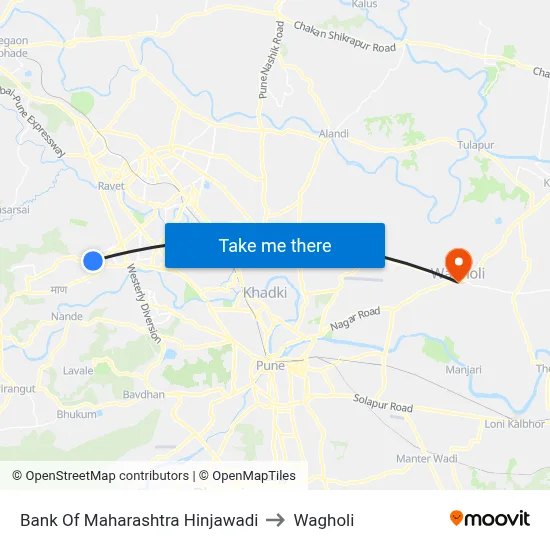 Bank Of Maharashtra Hinjawadi to Wagholi map