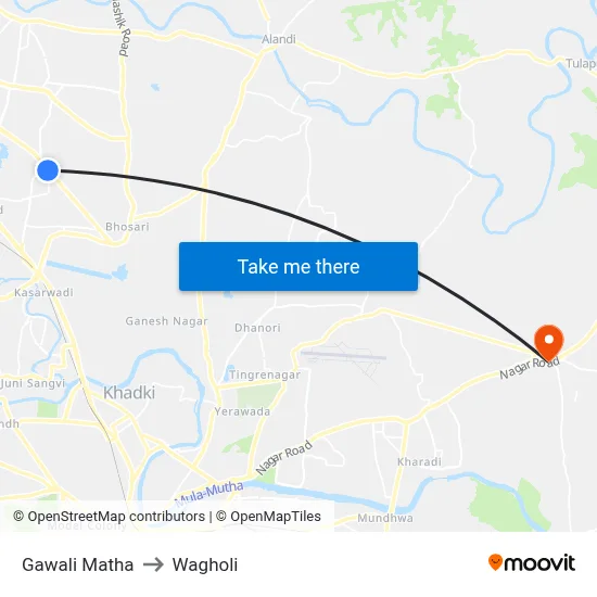 Gawali Matha to Wagholi map