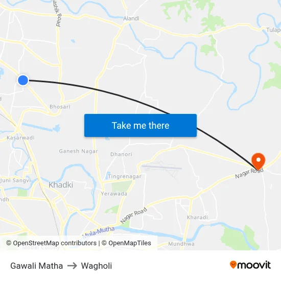 Gawali Matha to Wagholi map