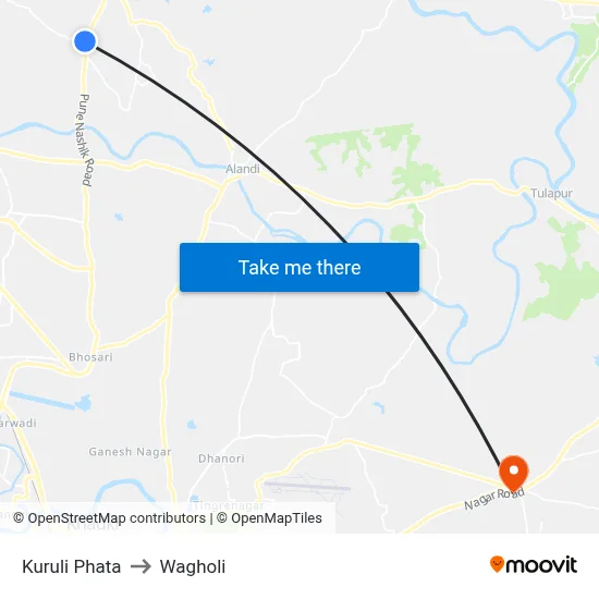 Kuruli Phata to Wagholi map