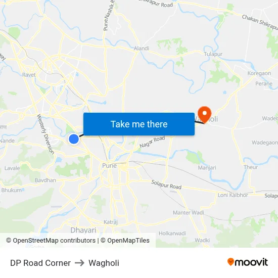 DP Road Corner to Wagholi map