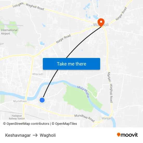 Keshavnagar to Wagholi map