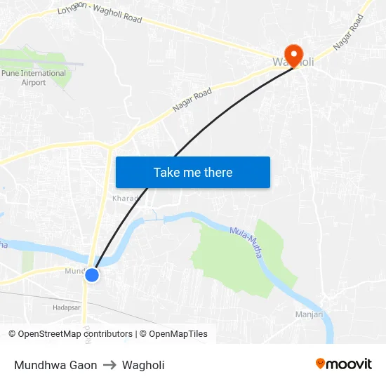 Mundhwa Gaon to Wagholi map