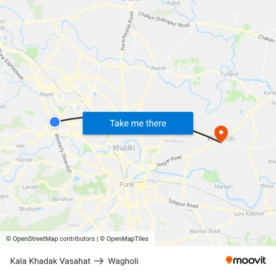 Kala Khadak Vasahat to Wagholi map